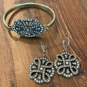 Jewel Kade Earrings and Cuff Bracelet SET- like new!